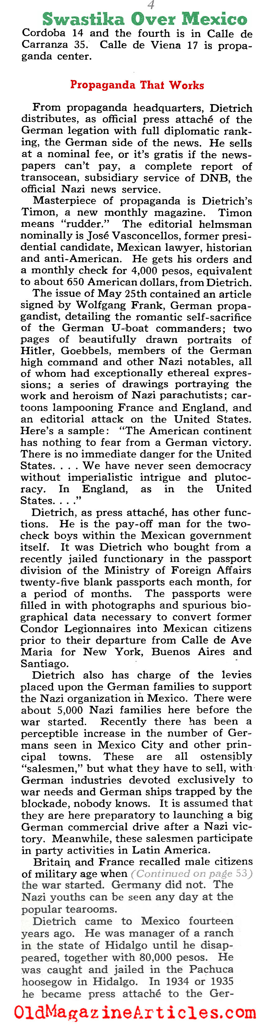 Hitler's Men in Mexico (Collier's Magazine, 1940)