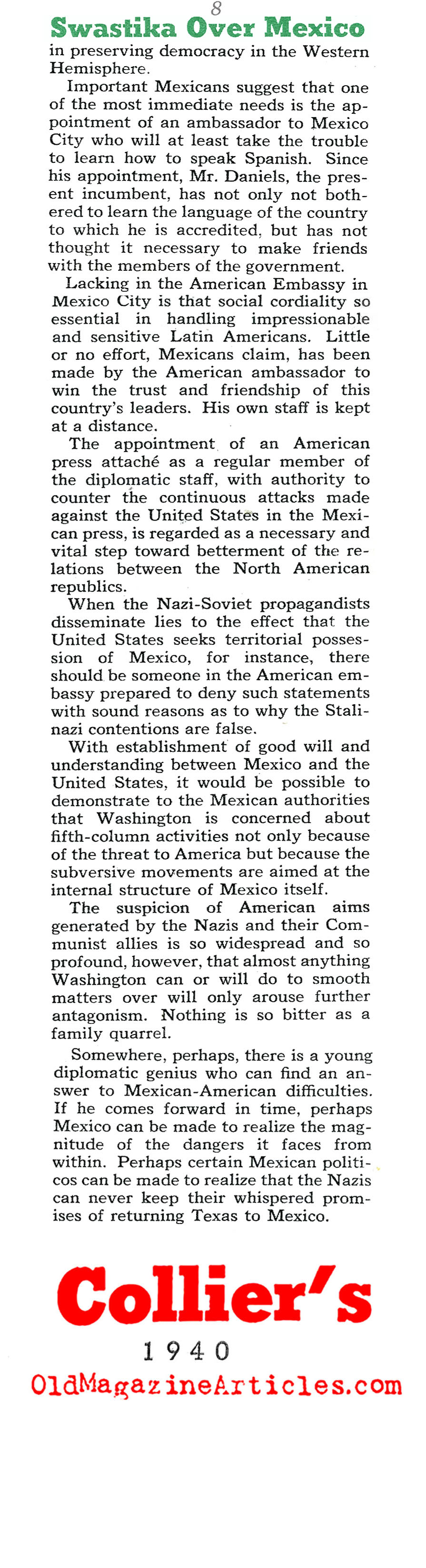 Hitler's Men in Mexico (Collier's Magazine, 1940)