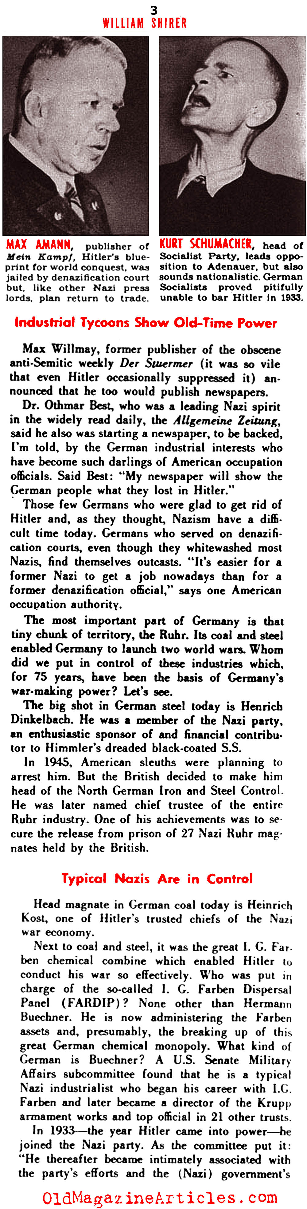 Germany, The Unrepentant (See Magazine, 1950)