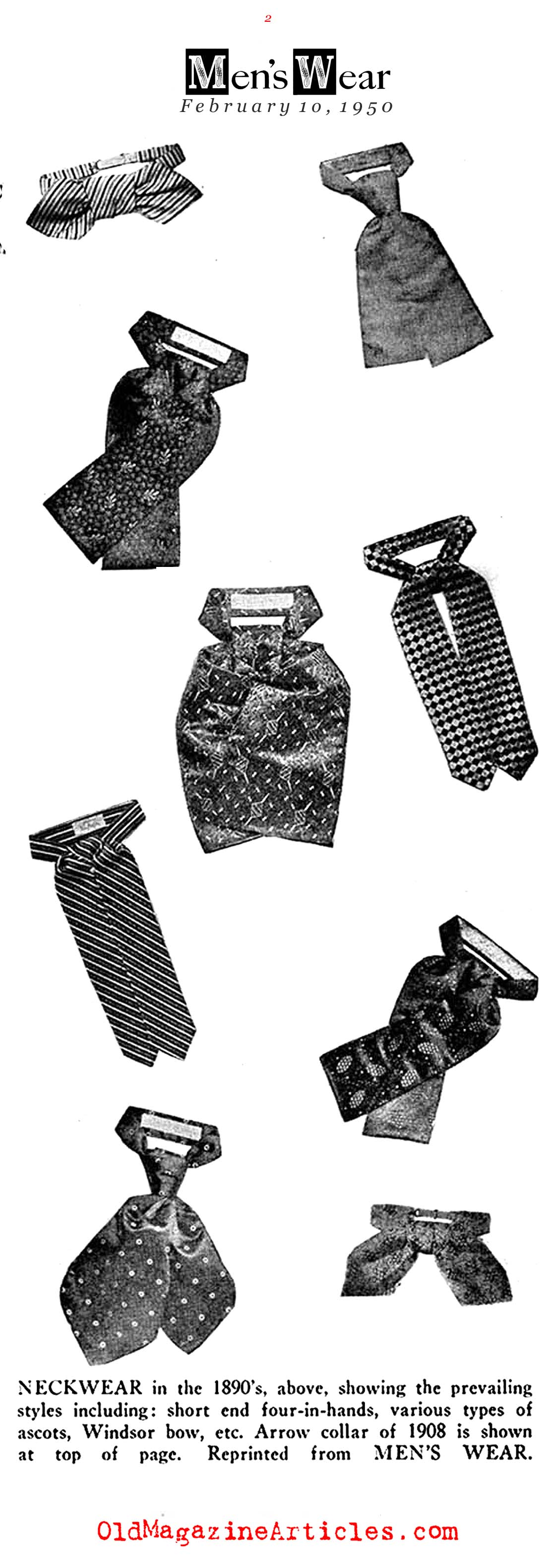 History of the Necktie in America  (Men's Wear, 1950)