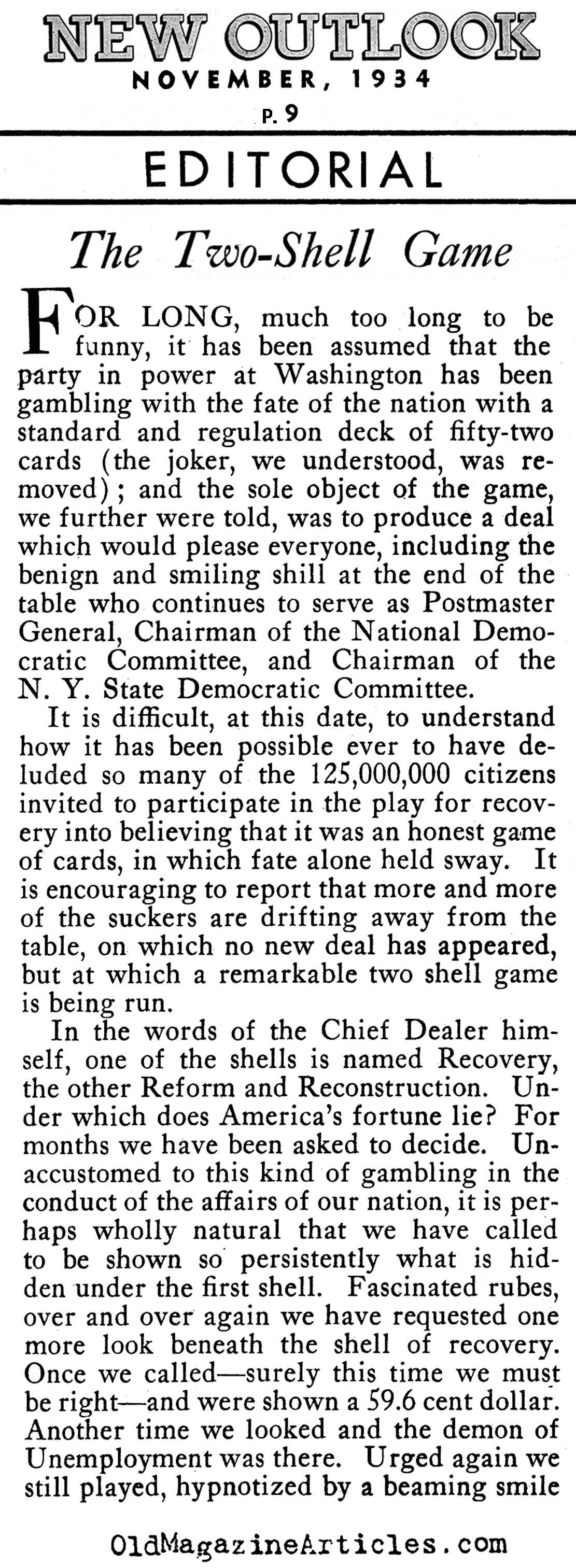 Incompetence at the Helm  (New Outlook Magazine, 1934)