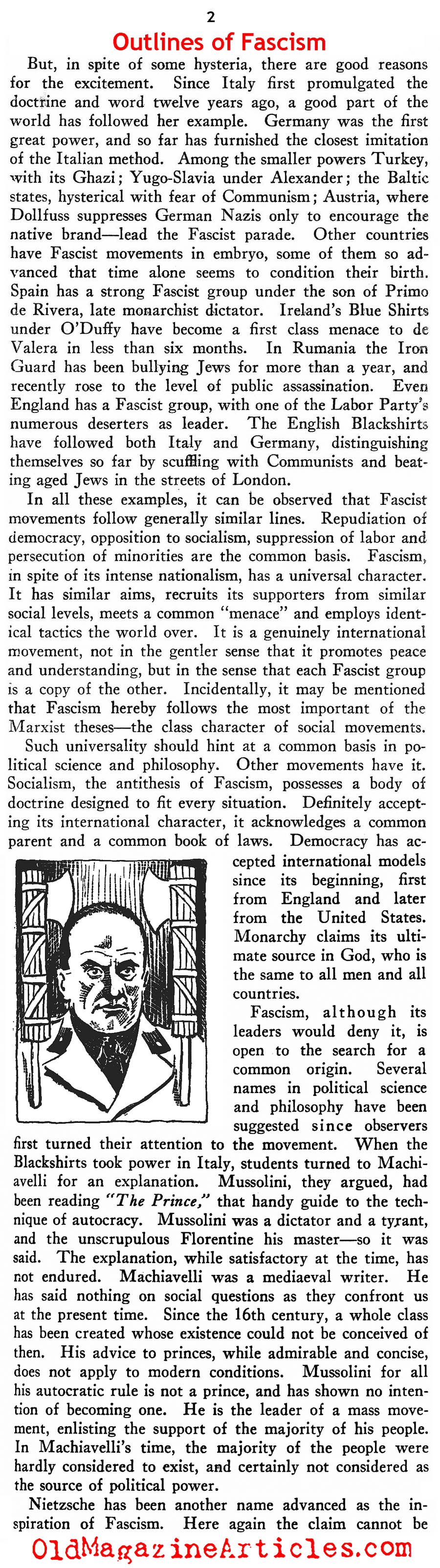 ''Outlines of Fascism'' (New Outlook Magazine, 1934)