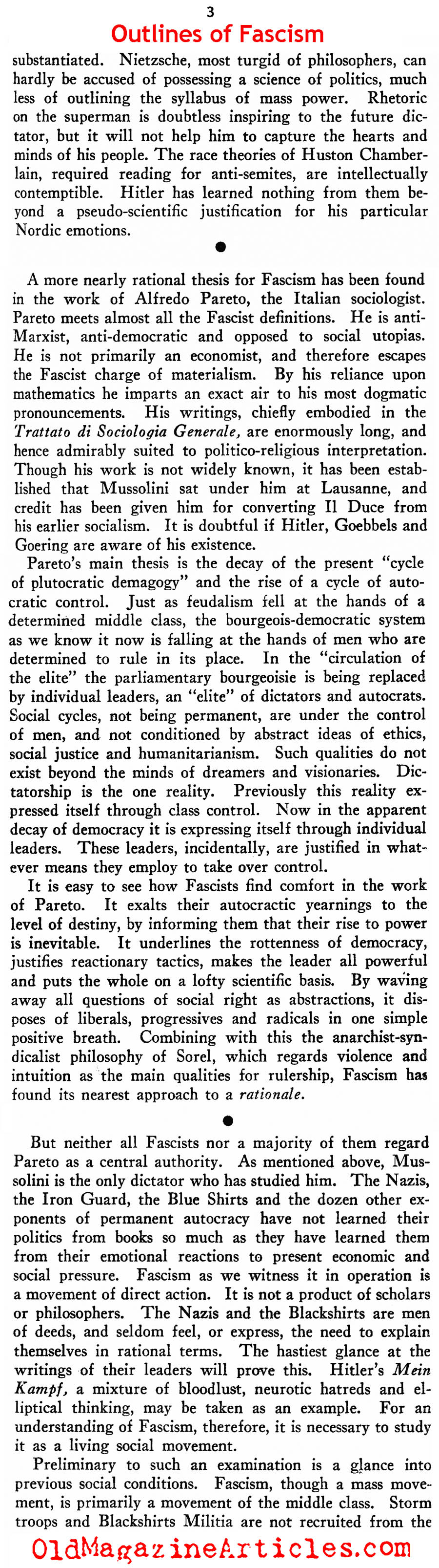 ''Outlines of Fascism'' (New Outlook Magazine, 1934)