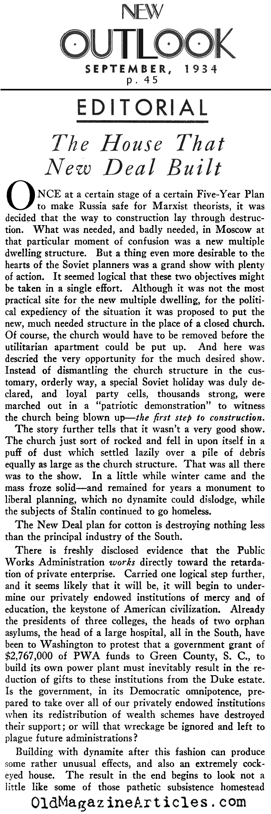 ''The House the New Deal Built'' (New Outlook, 1934)