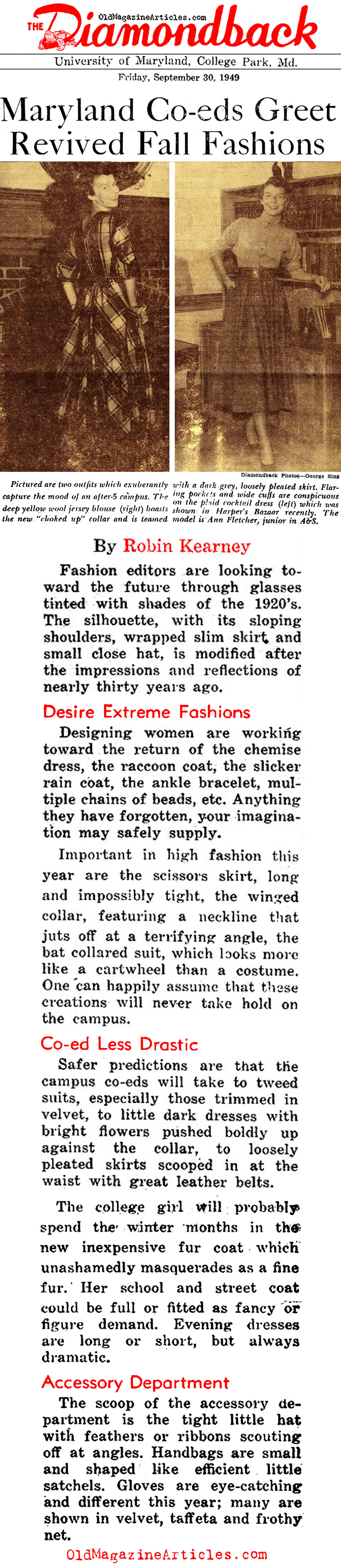 Campus Fashions for Autumn (The Diamondback, 1949)