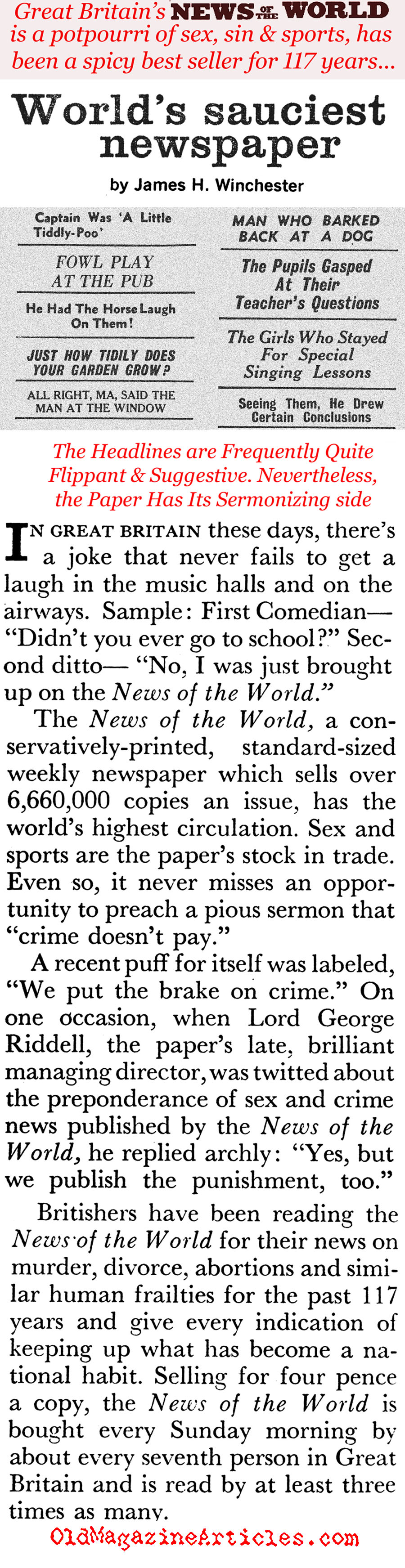 <em>News of the World</em> (Coronet Magazine, 1960)