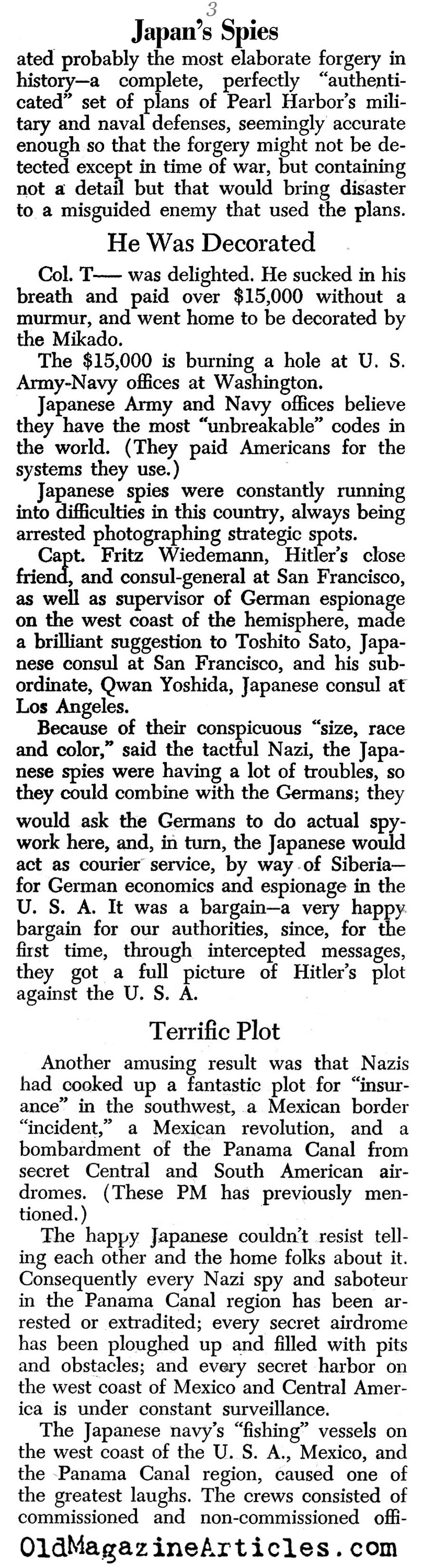 Japanese Spies and Their Many Troubles (<i>PM</i> Tabloid, 1940)