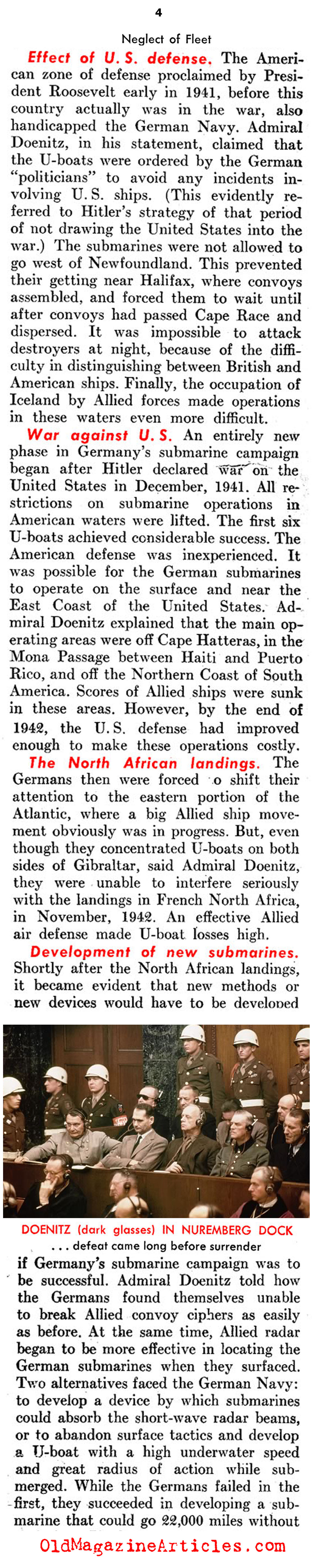 The Lack of German Naval Power (United States News, 1946)