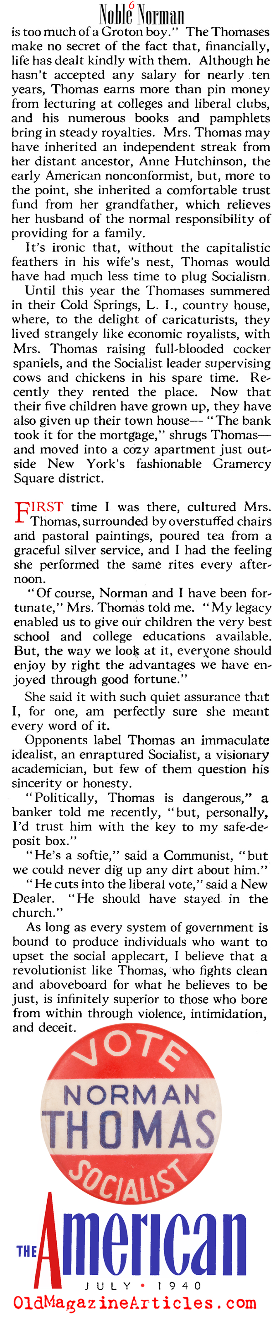 Norman Thomas, Socialist Candidate For President (The American Magazine, 1940)