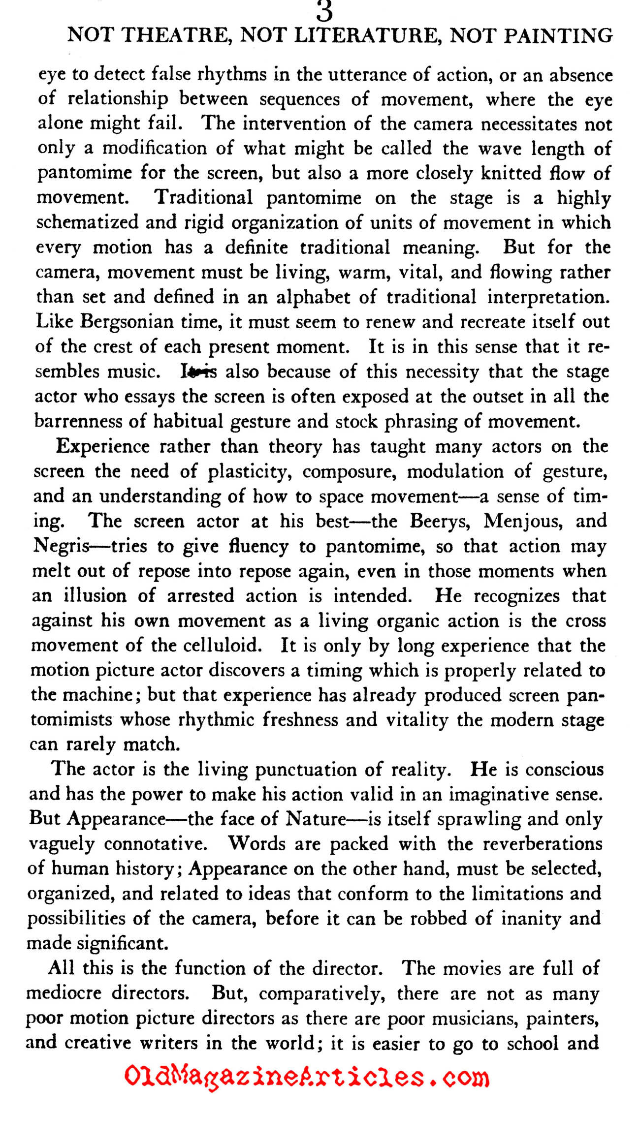 ''Film Cannot Be Art'' (The Dial Magazine, 1927)