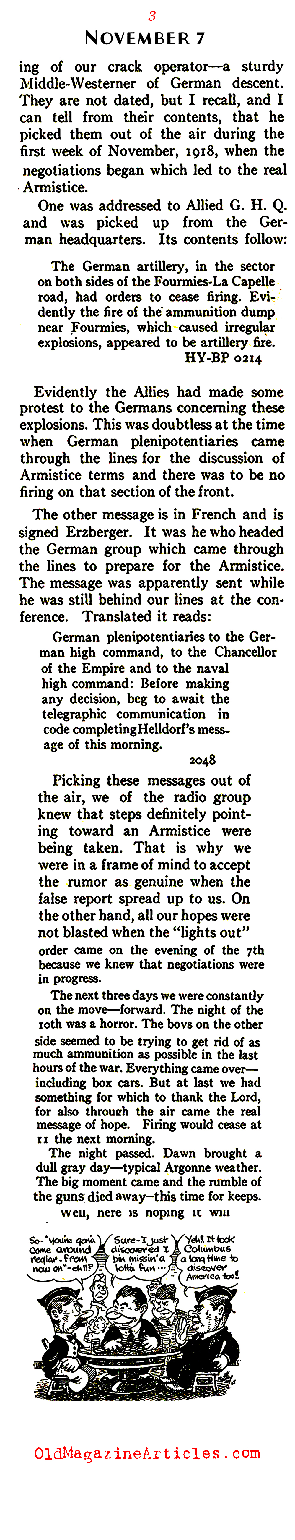 The German Peace Delegation Crosses the Lines (American Legion Monthly, 1938)