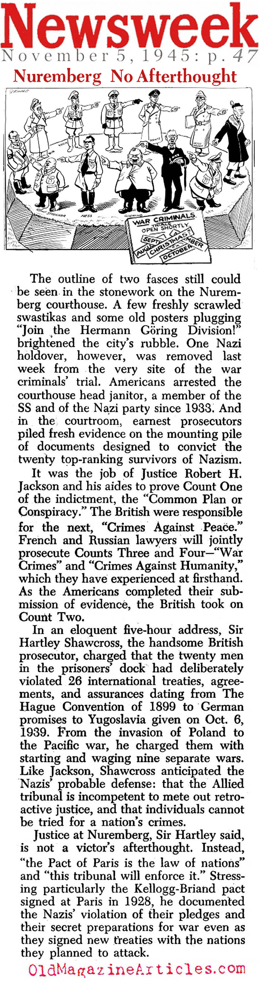 The Trials at Nuremberg (Newsweek Magazine, 1945)