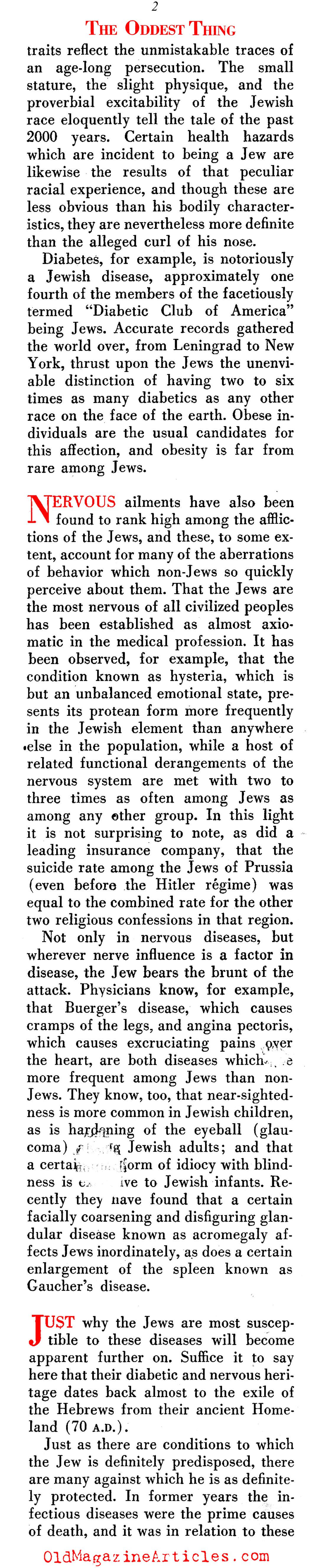 ''The Oddest Thing About the Jews'' (Scientific Americans, 1935)