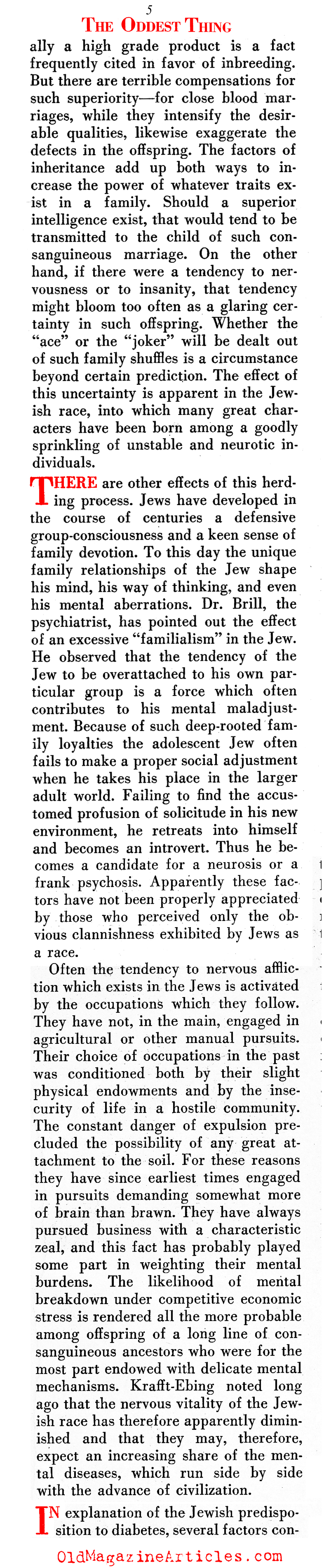 ''The Oddest Thing About the Jews'' (Scientific Americans, 1935)