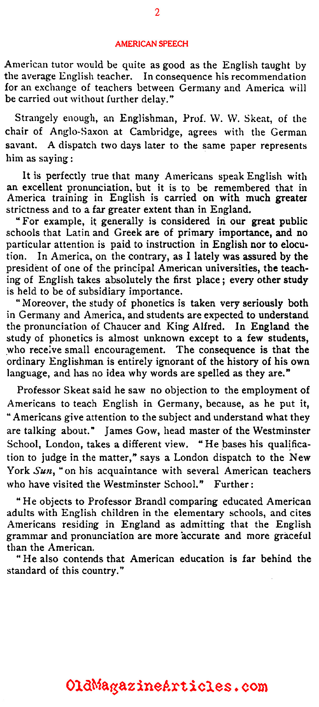 A German Champion of American English (Literary Digest, 1908)