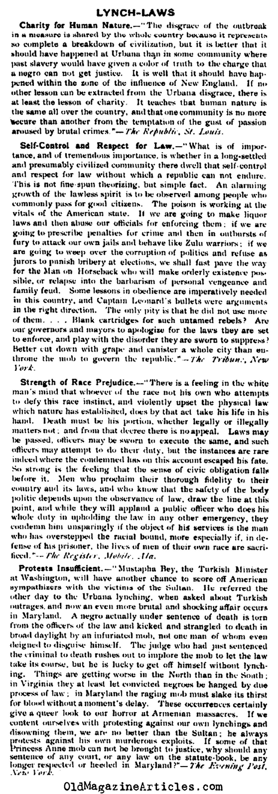 Lynch Mobs in Ohio and Elsewhere (Literary Digest, 1897)
