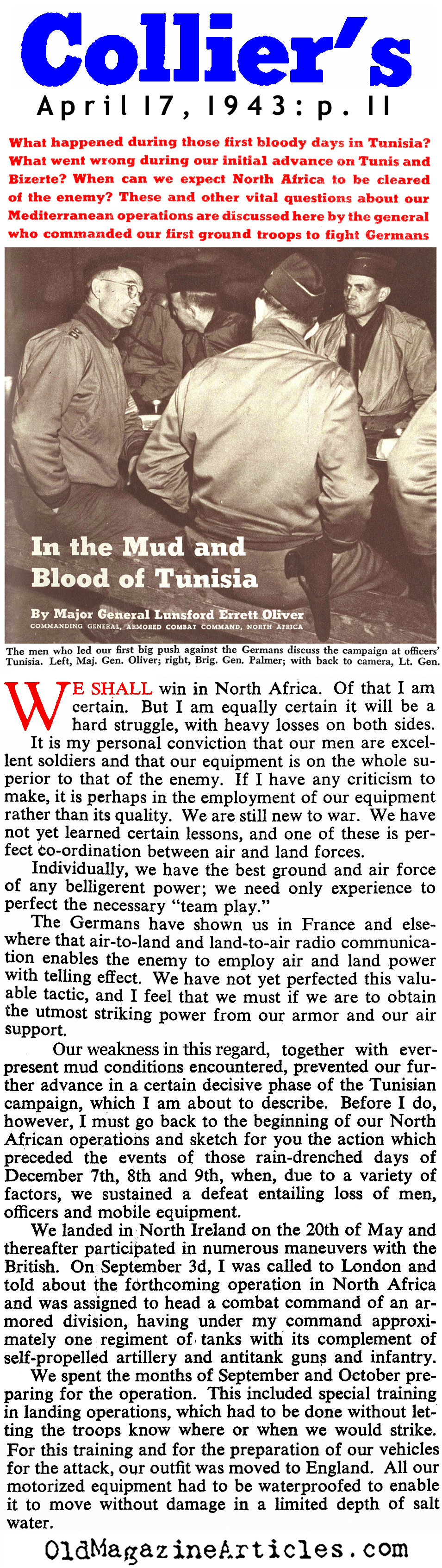 The Opening Campaign in Tunisia (Collier's Magazine, 1943)