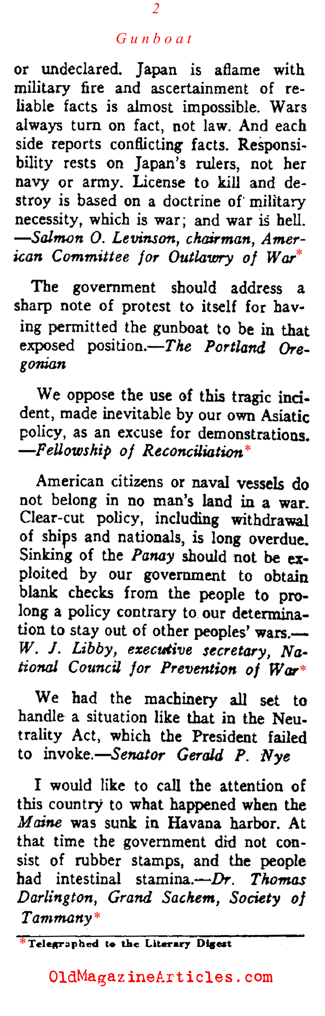 President Roosevelt and the Panay Incident (Literary Digest, 1937)