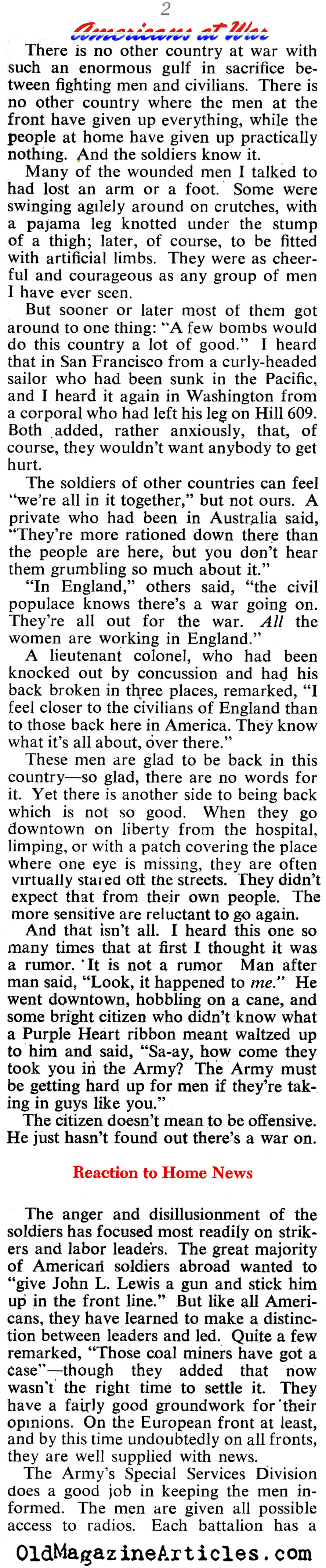 Soldiers Speak-Out About the Home Front (Collier's Magazine, 1943)