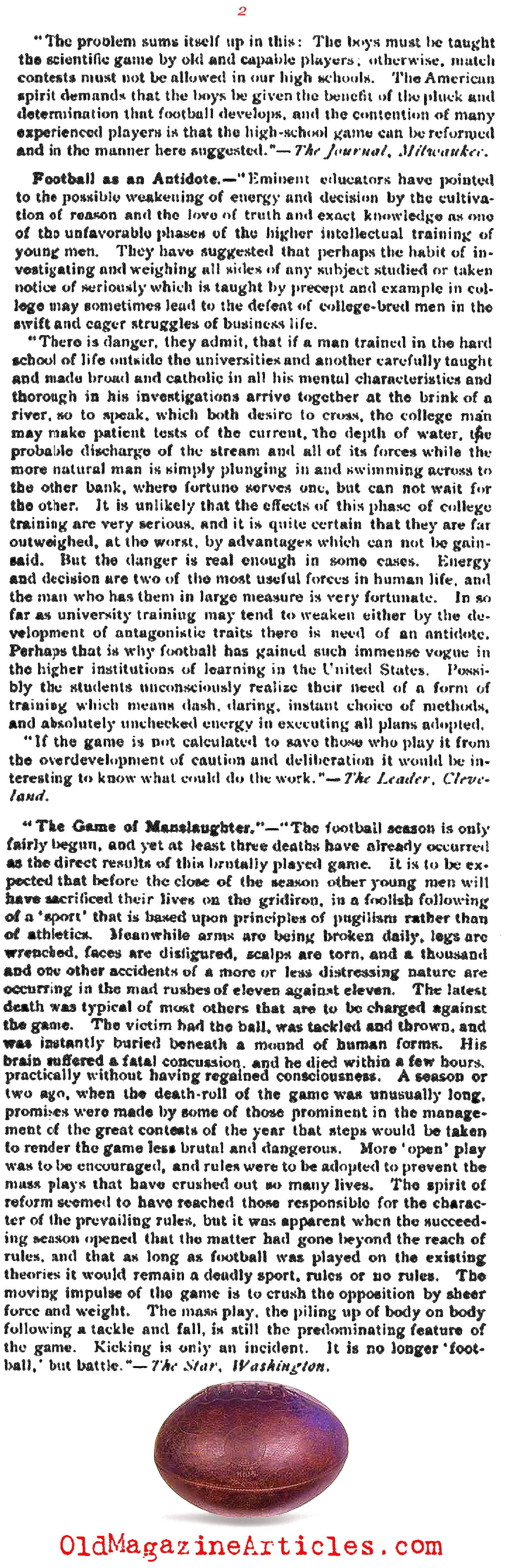 The Case Against Football (Literary Digest, 1897)