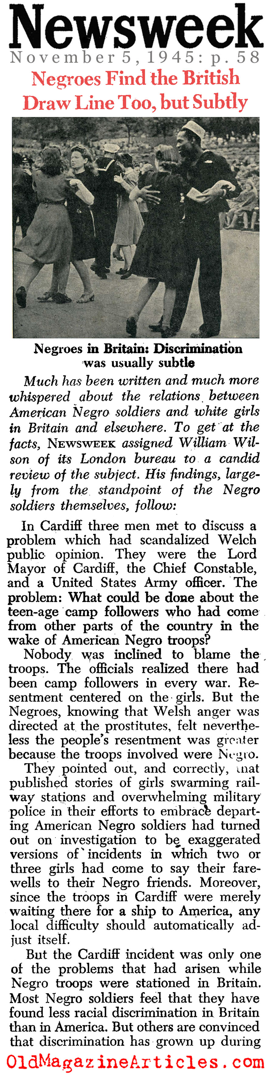 Discrimination Abroad (Newsweek Magazine, 1945)