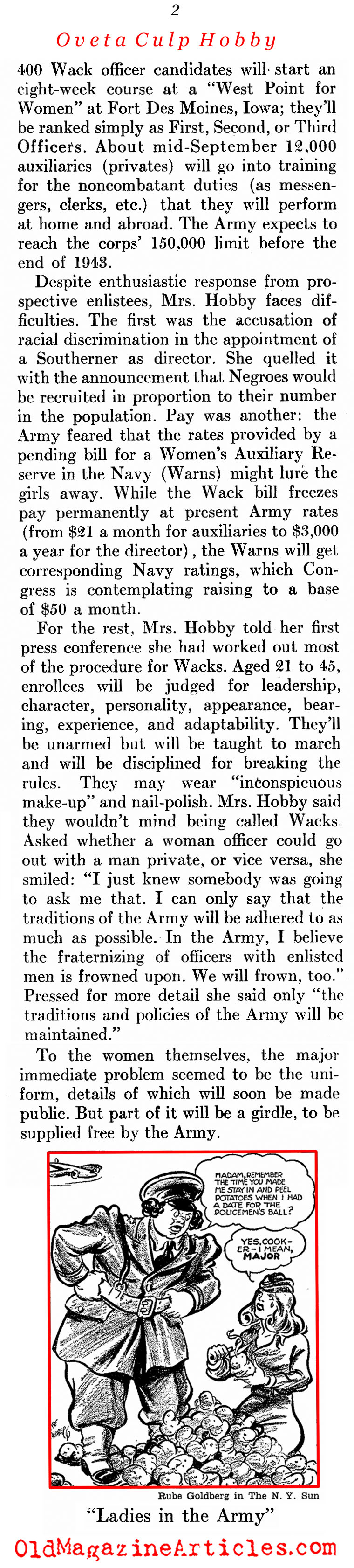 Woman Soldier No. 1 (Newsweek Magazine, 1944)