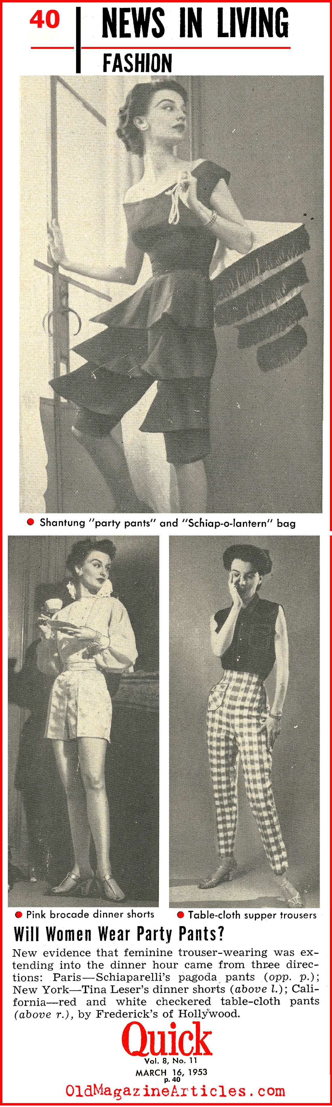 Pants in High Fashion (Quick Magazine, 1953)