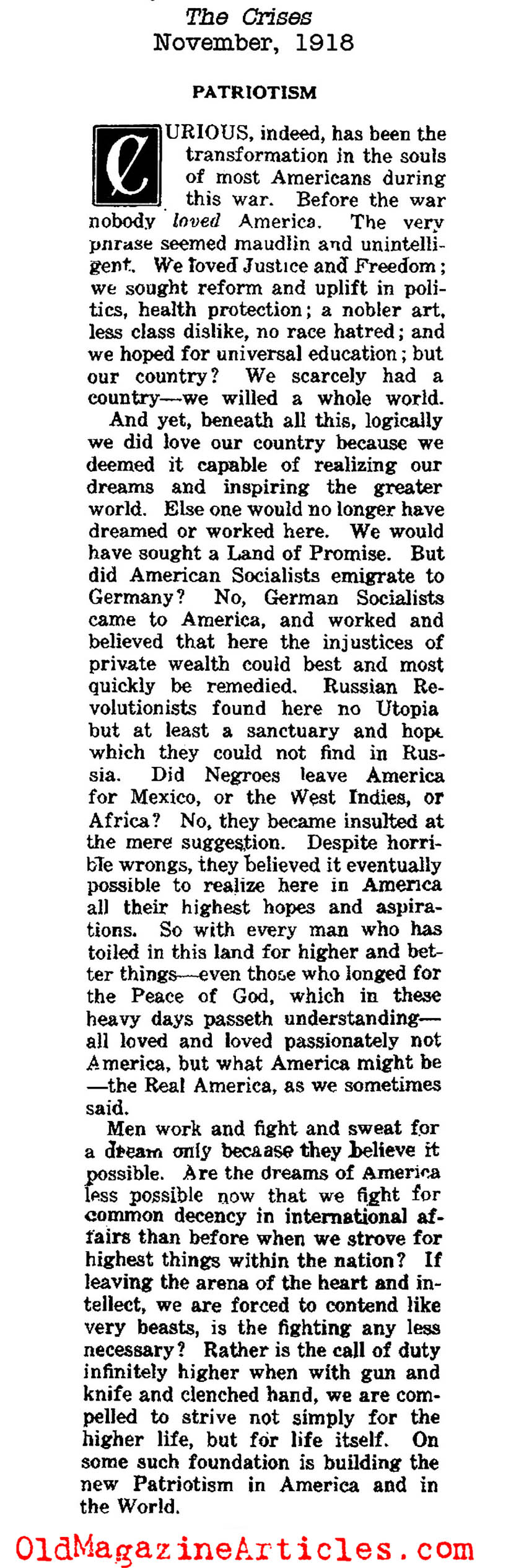 ''Patriotism'' (The Crisis, 1918)