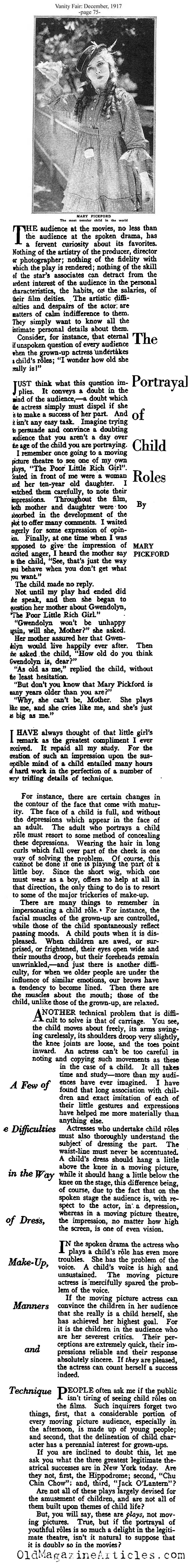Mary Pickford  Considers Her Rolls  (Vanity Fair, 1920)