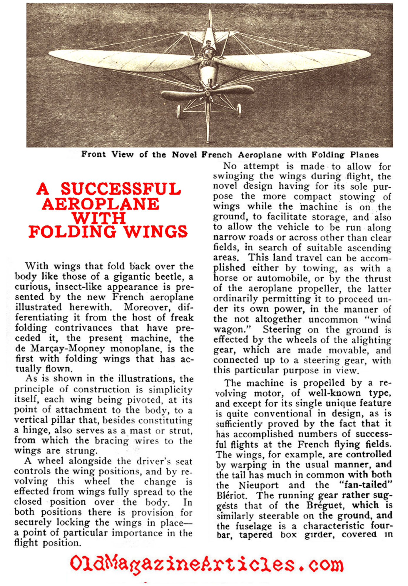 The First Folding Wing Monoplane (Popular Mechanics, 1912)