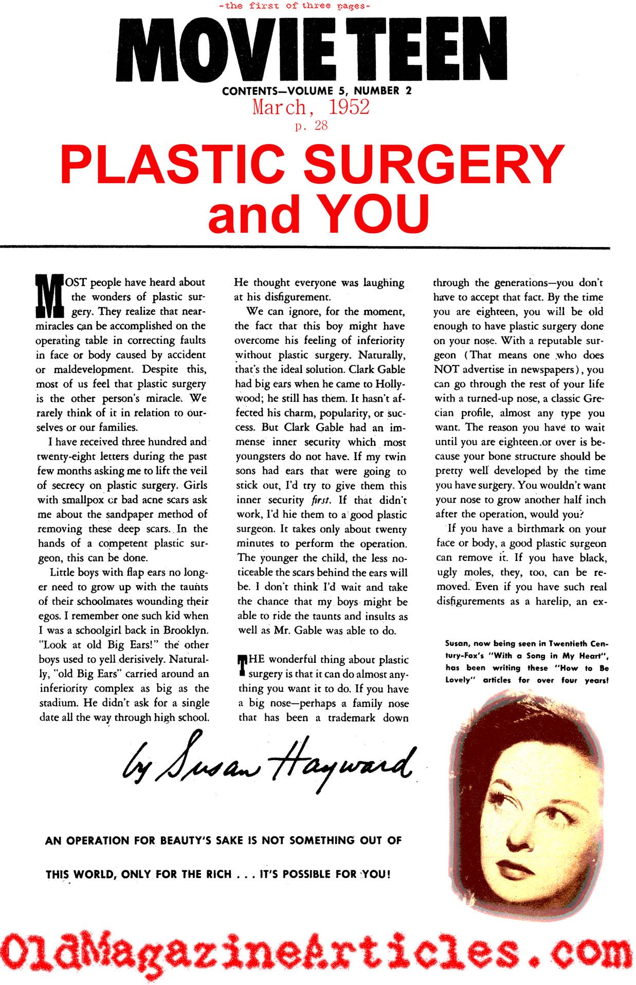 Plastic Surgery and You (Movie Teen Magazine, 1952)