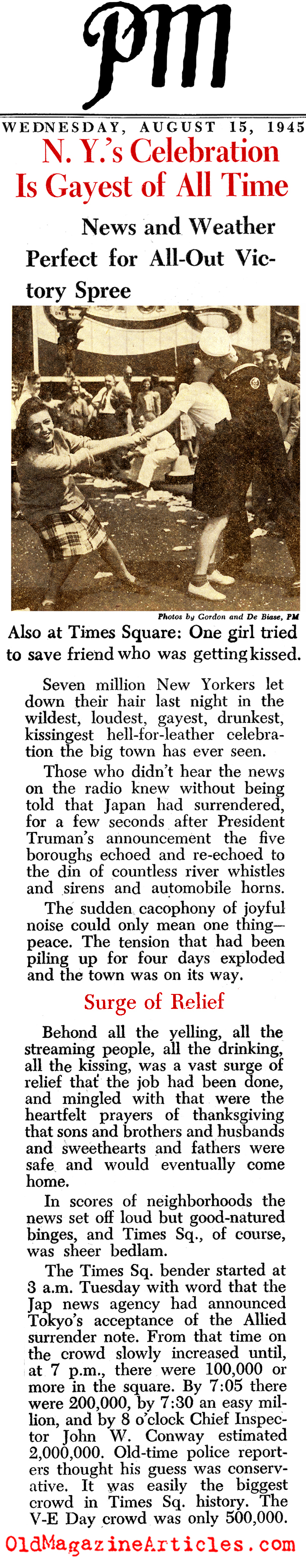 VJ-Day on New York City (PM Tabloid, 1945)