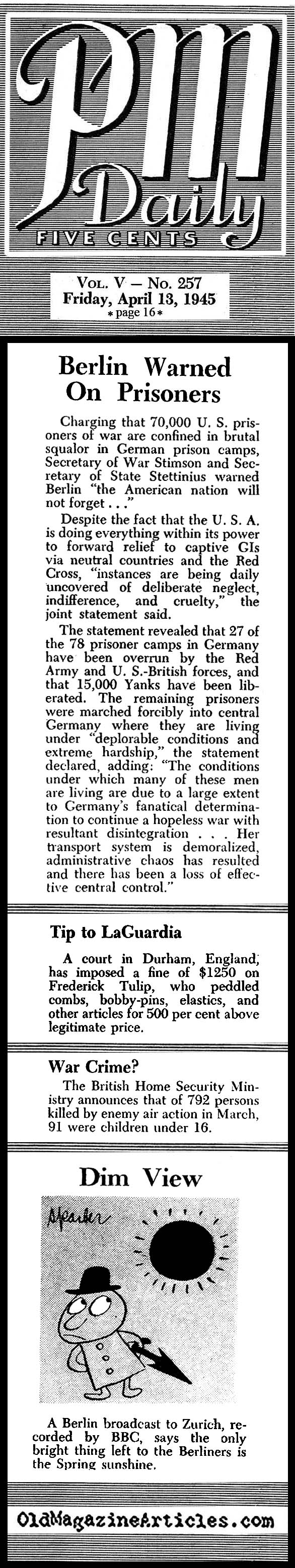 70,000 American Prisoners of  War (PM Tabloid, 1945)
