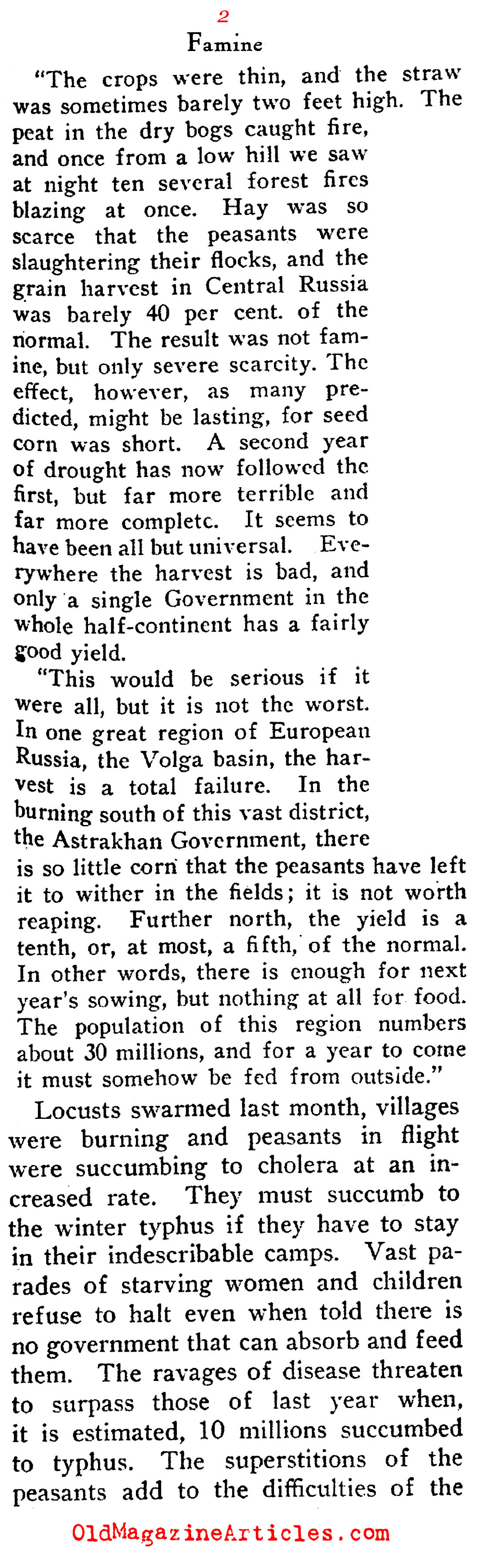 Starvation in the Worker's Paradise  (Current Opinion, 1921)