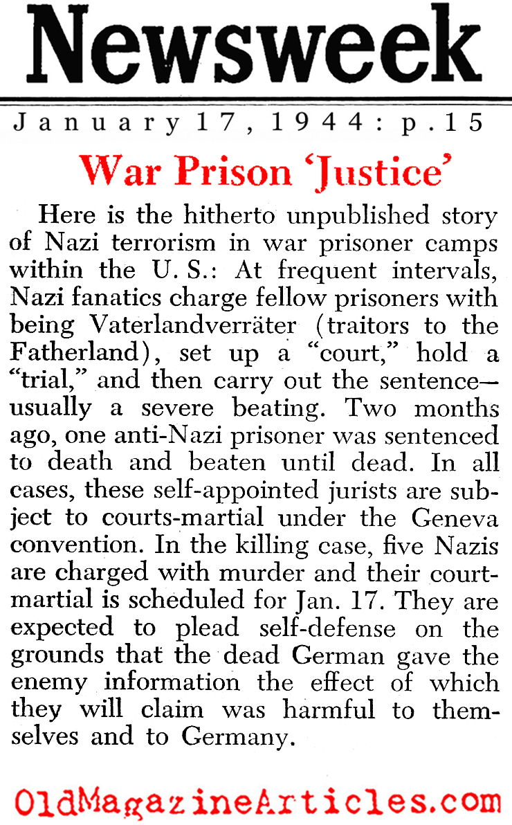 Nazi Justice On American Soil (Newsweek Magazine, 1944)