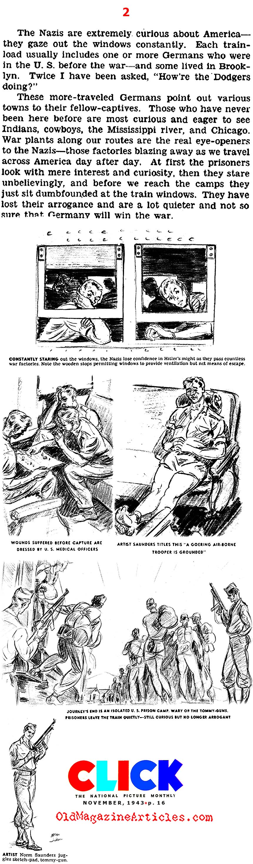 Drawings of German POWs in America (Click Magazine, 1943)