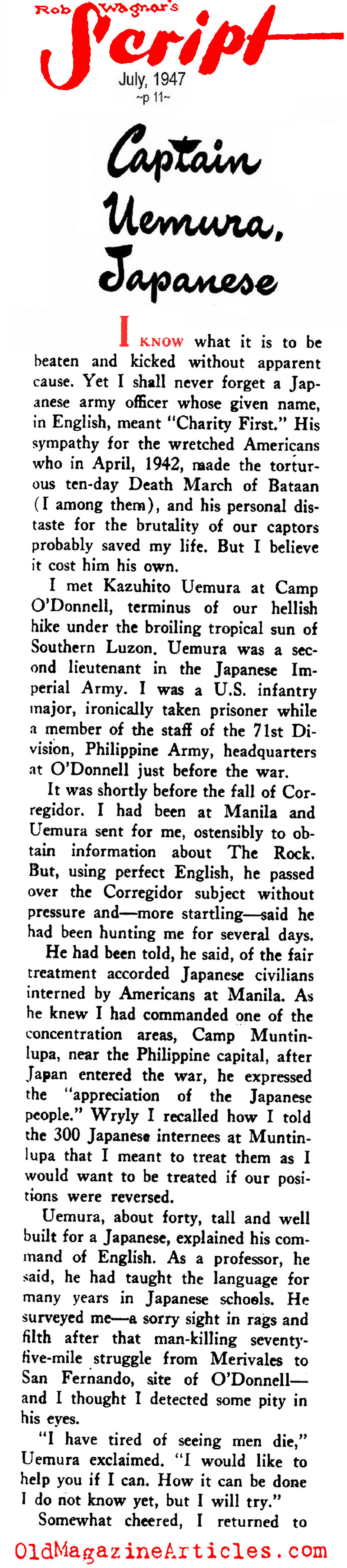 Remembering Captain Uemumra (Rob Wagner's Script Magazine, 1947)