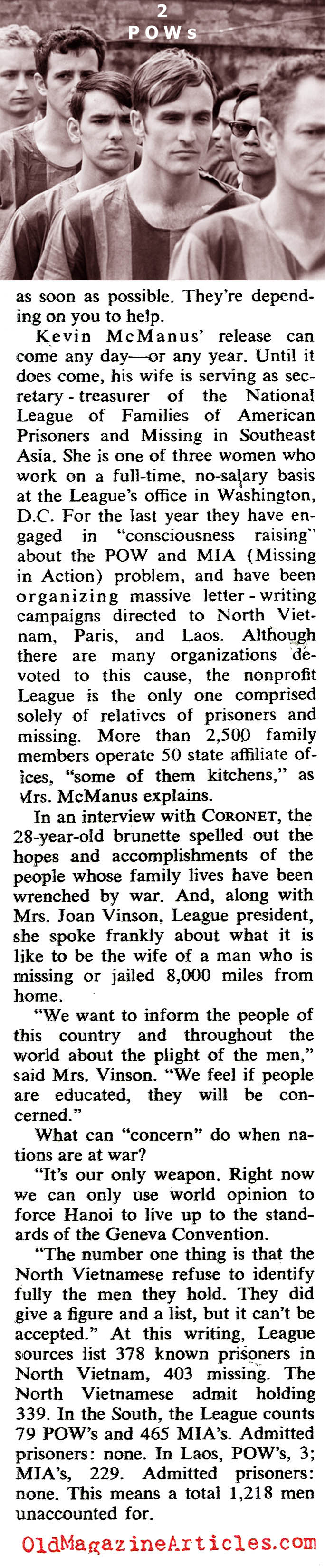 American POWs and the Wives They Left Behind (Coronet Magazine, 1971)