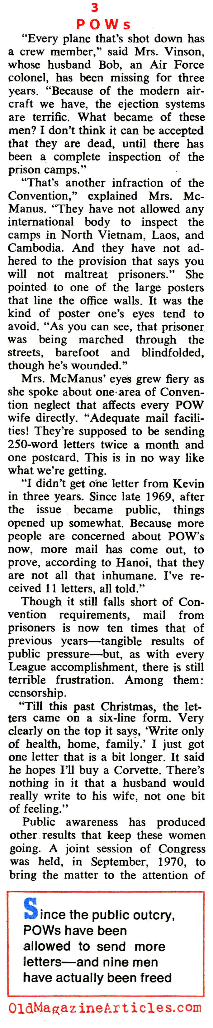 American POWs and the Wives They Left Behind (Coronet Magazine, 1971)