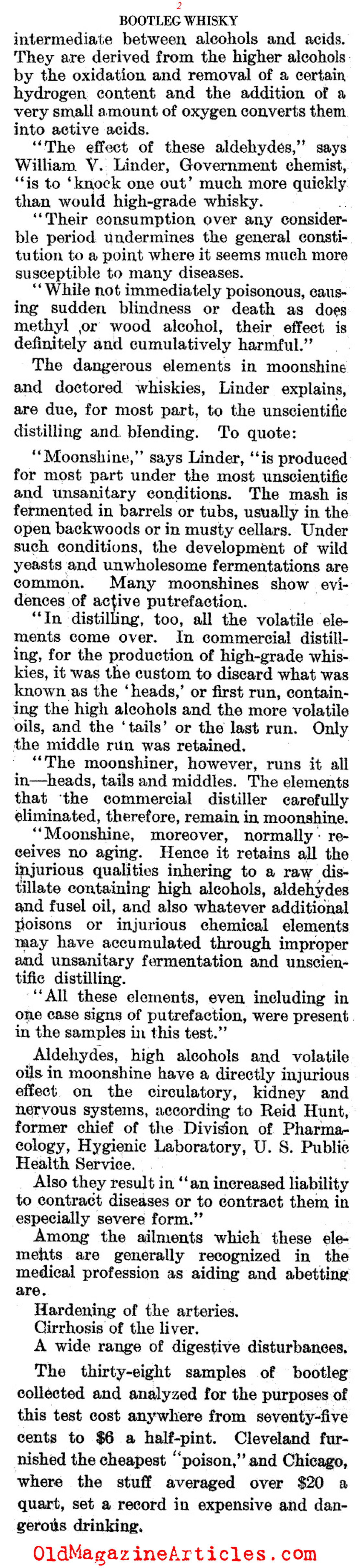 Bootleg Whiskey as Poisoner (Literary Digest, 1922)