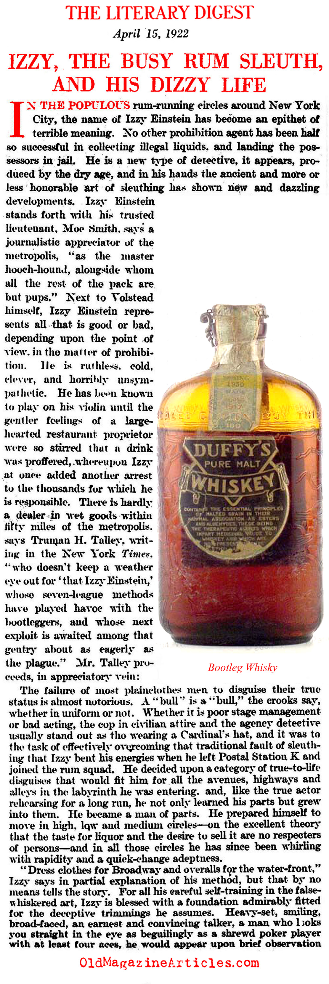 Izzy Einstein: Prohibition Agent No. 1 (Literary Digest, 1922)