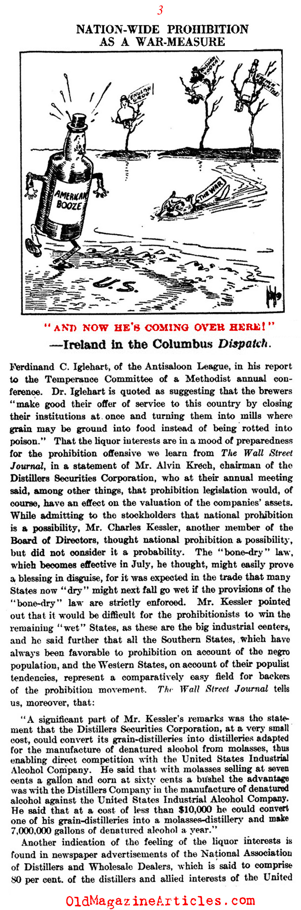 W.W. I and the Advancement of Prohibition (Literary Digest, 1916)