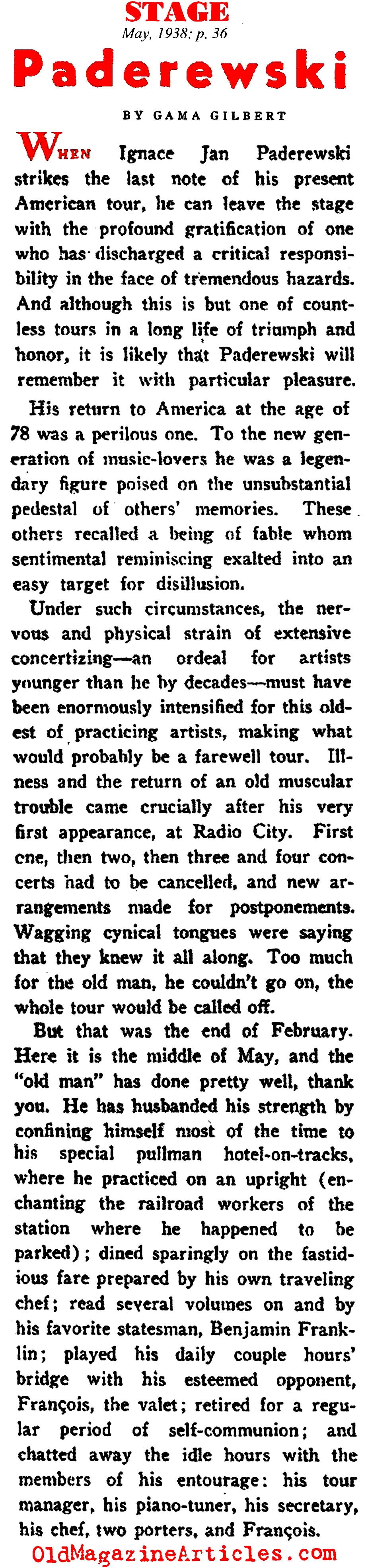 Ignaz Paderewski (Stage Magazine, 1939)