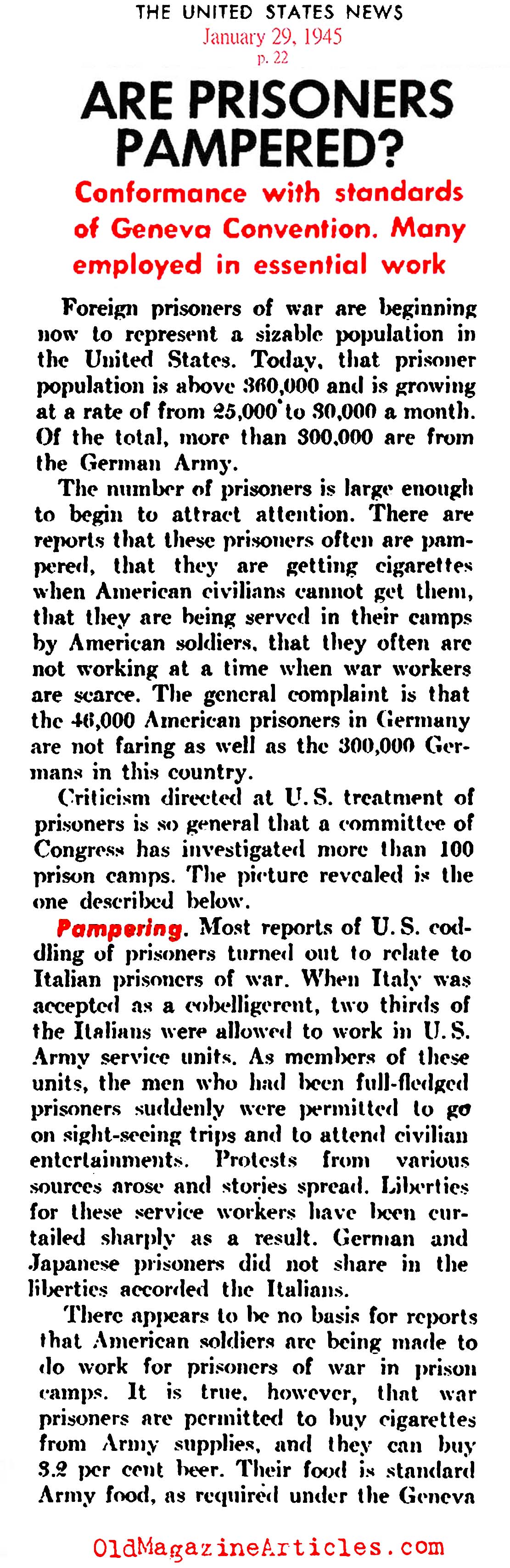 German and Italian P.o.W.s in America (United States News, 1945)