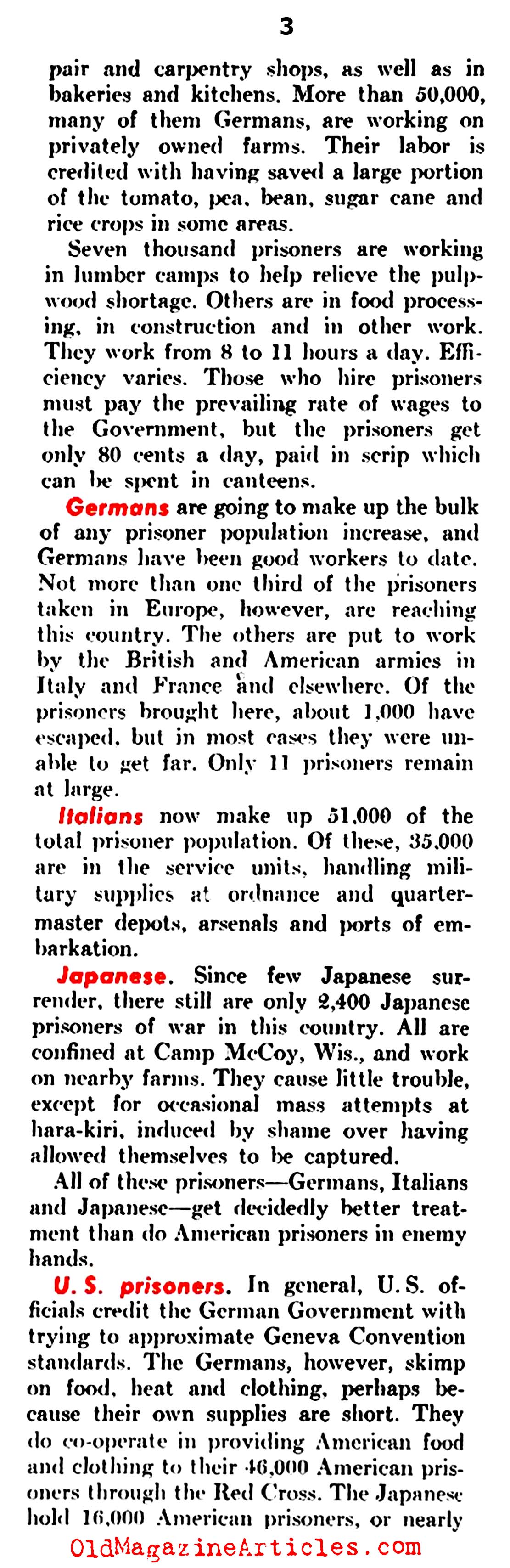German and Italian P.o.W.s in America (United States News, 1945)