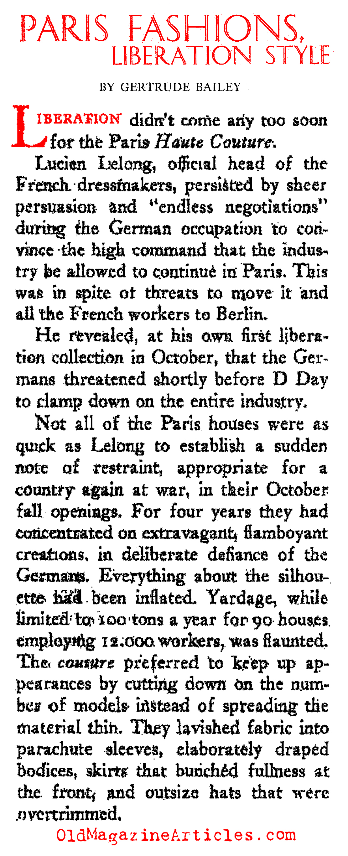 Paris Fashion Liberated (Tricolor Magazine, 1944)