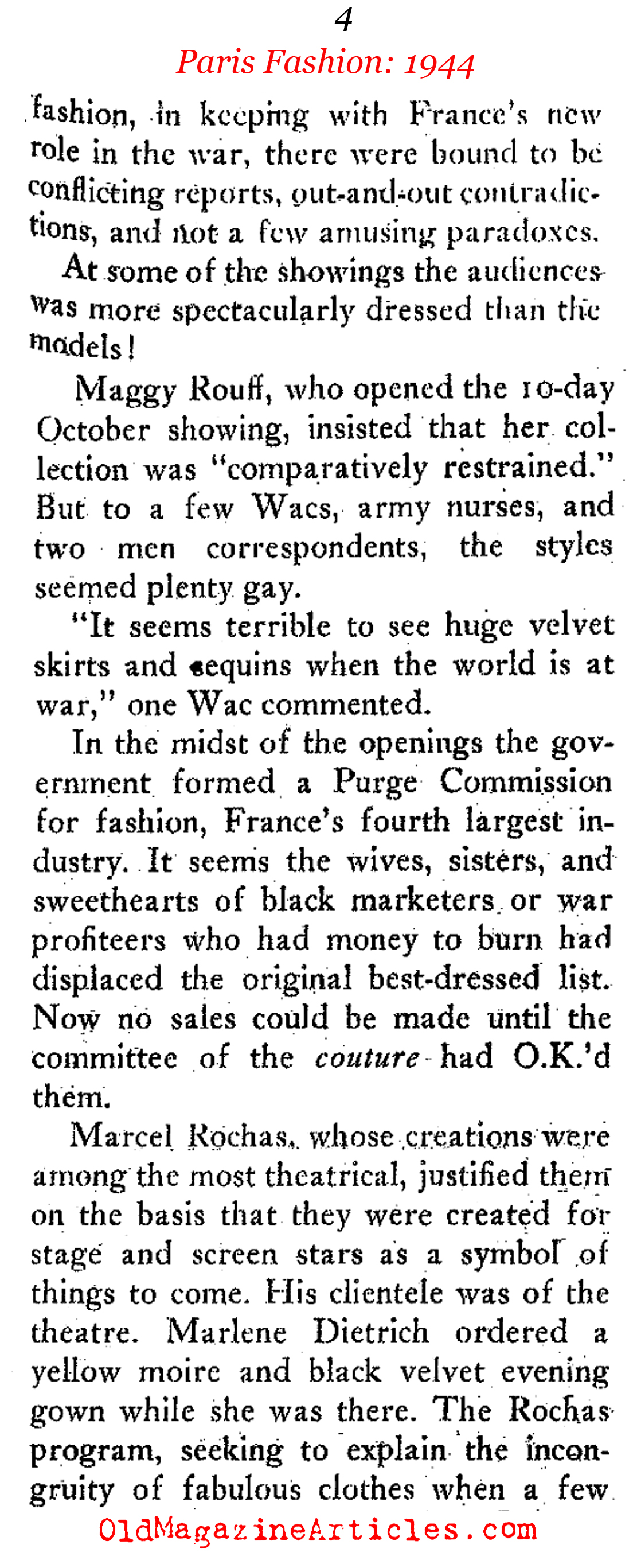 Paris Fashion Liberated (Tricolor Magazine, 1944)