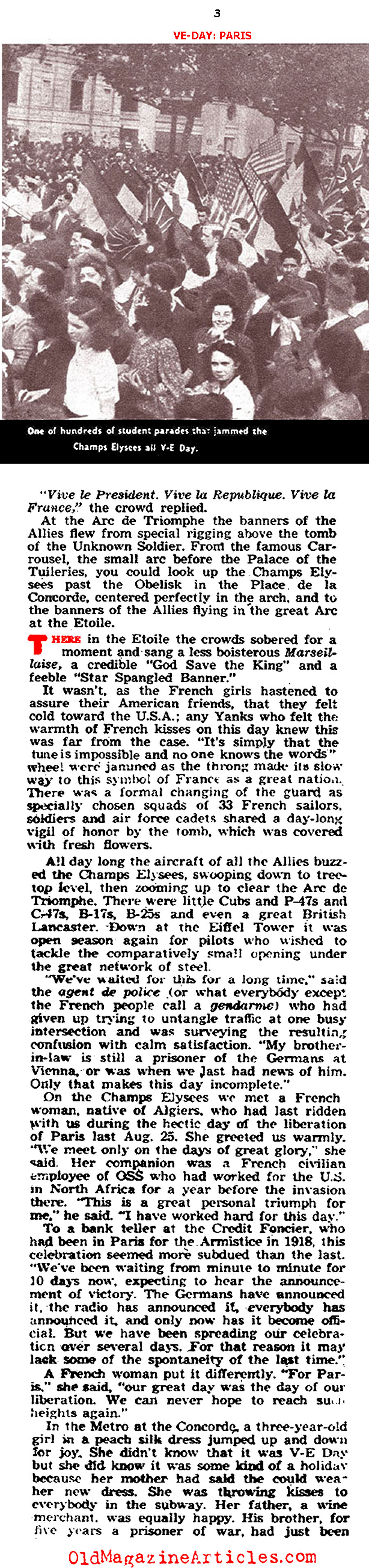 Paris Cheered When Berlin Fell (Yank Magazine, 1945)