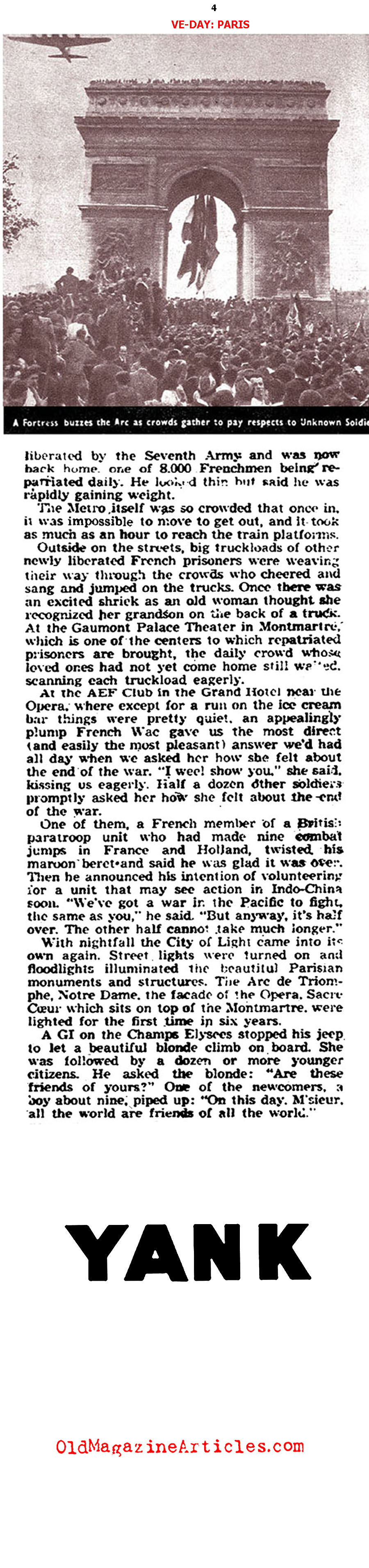 Paris Cheered When Berlin Fell (Yank Magazine, 1945)