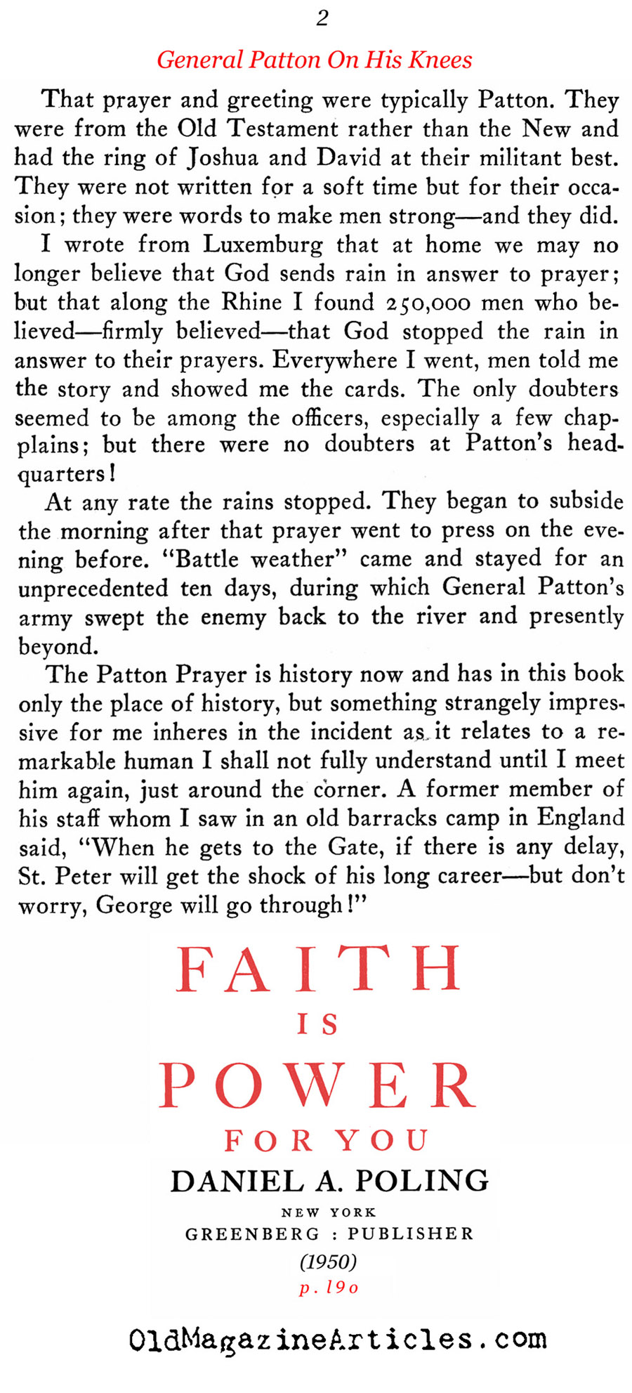 General Patton's Prayer for Battle Weather (Faith Is Power For You, 1950)